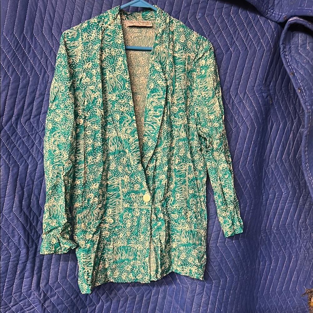 Vintage Paisley Green Women's Jacket Size M-L Norton McNaughton